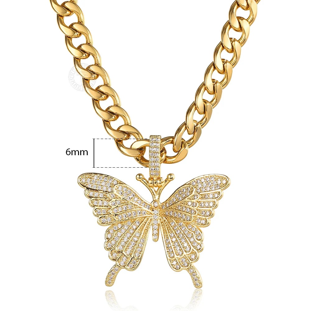 Women Butterfly Pendant Gold Choker